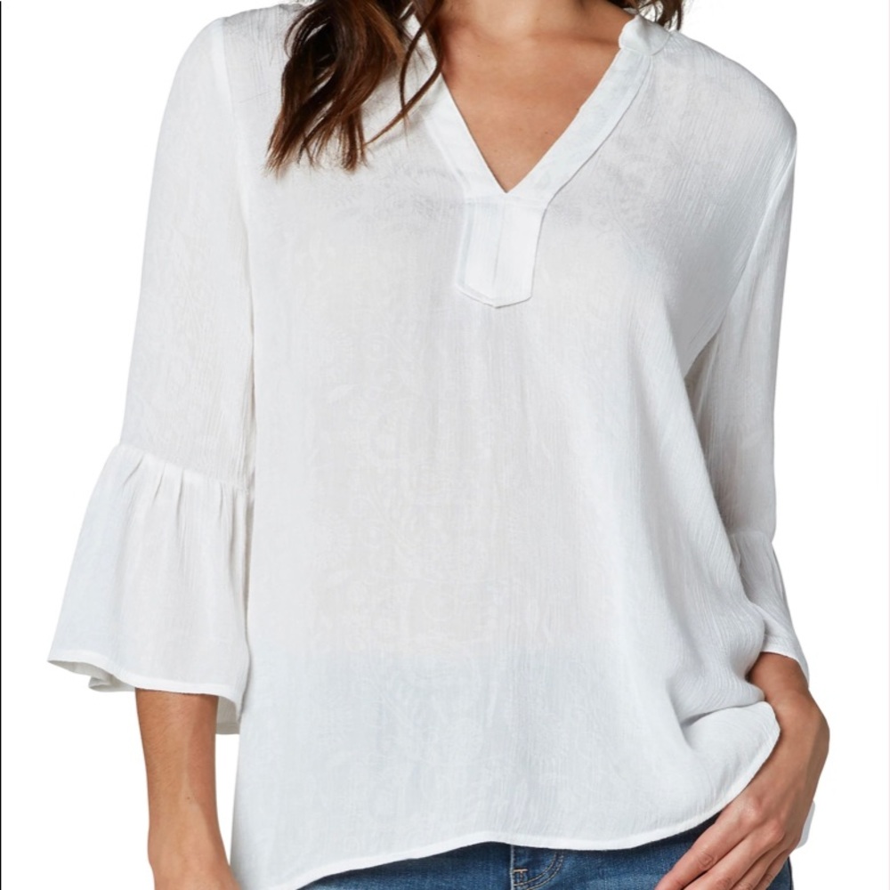 Liverpool Mandarin Collar Bell Sleeve Blouse